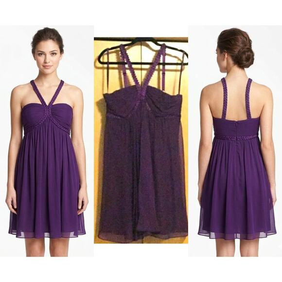 BCBGMaxAzria Dresses & Skirts - - BCBGmaxazria two tone chiffon pleated grap…